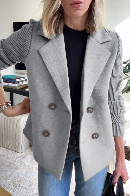 Giacca Casual con Maniche a Maglia e Colletto Botton Down