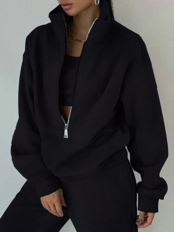Felpa Sportiva Casual in Fleece Due Pezzi