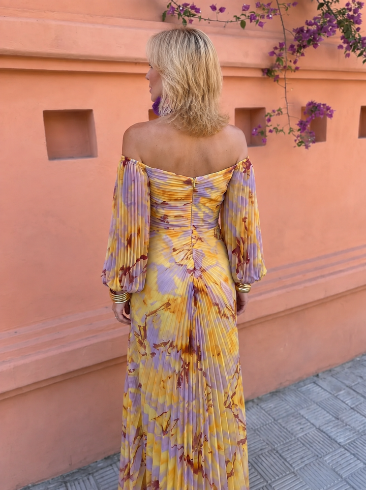 GRETA™ – ABITO LUNGO FIORITO CON SCOLLO PROFONDO