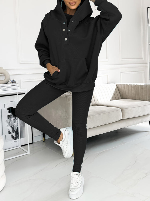 Set di felpa a tre pezzi casual e comodo