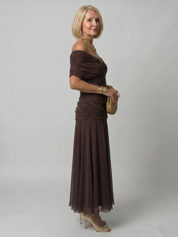 Calen | Abito Midi Off Shoulder Fluttuante