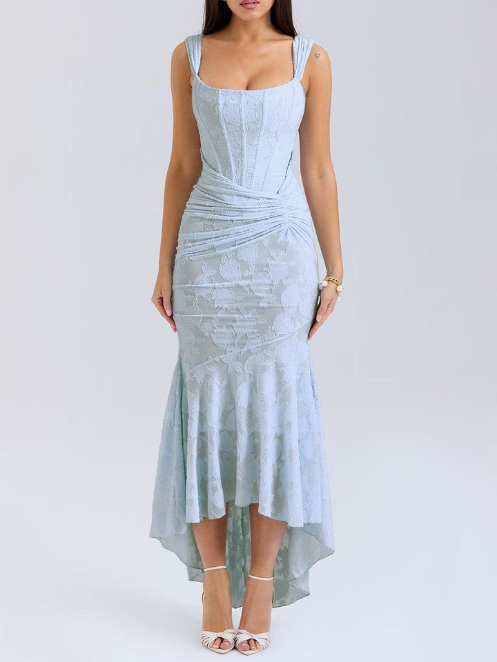 Abito maxi floreale blu