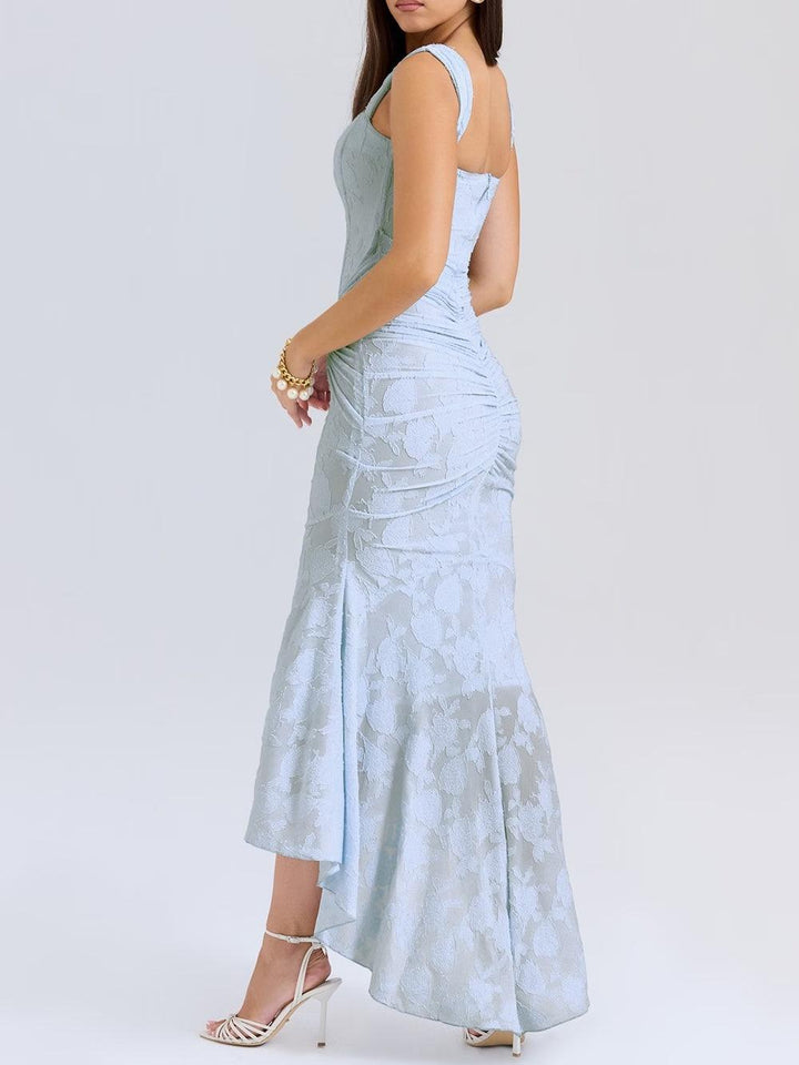 Abito maxi floreale blu