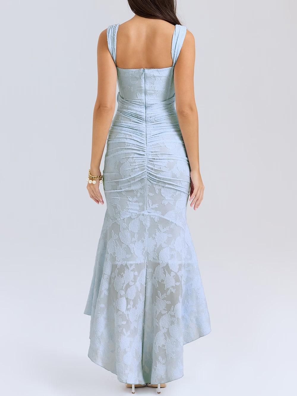 Abito maxi floreale blu