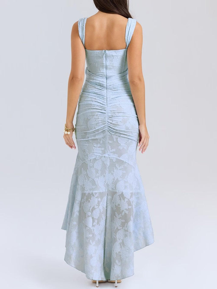Abito maxi floreale blu
