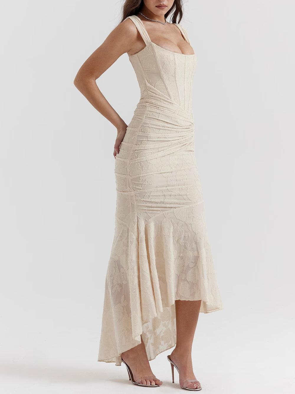 Abito maxi floreale blu campana