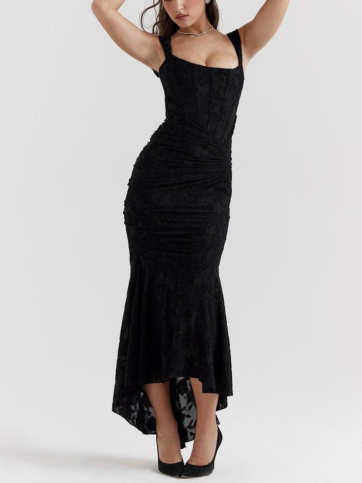 Abito maxi floreale blu