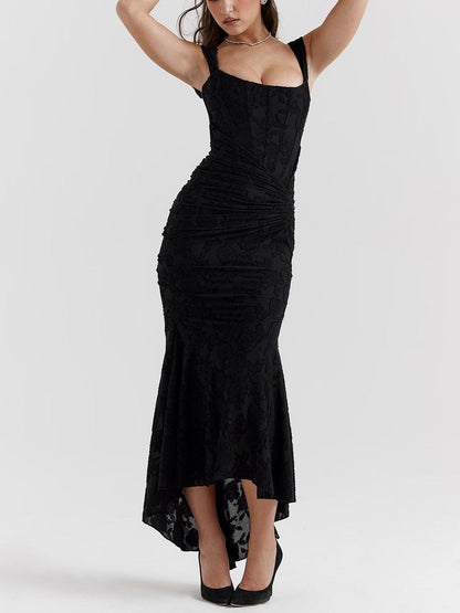 Abito maxi floreale blu
