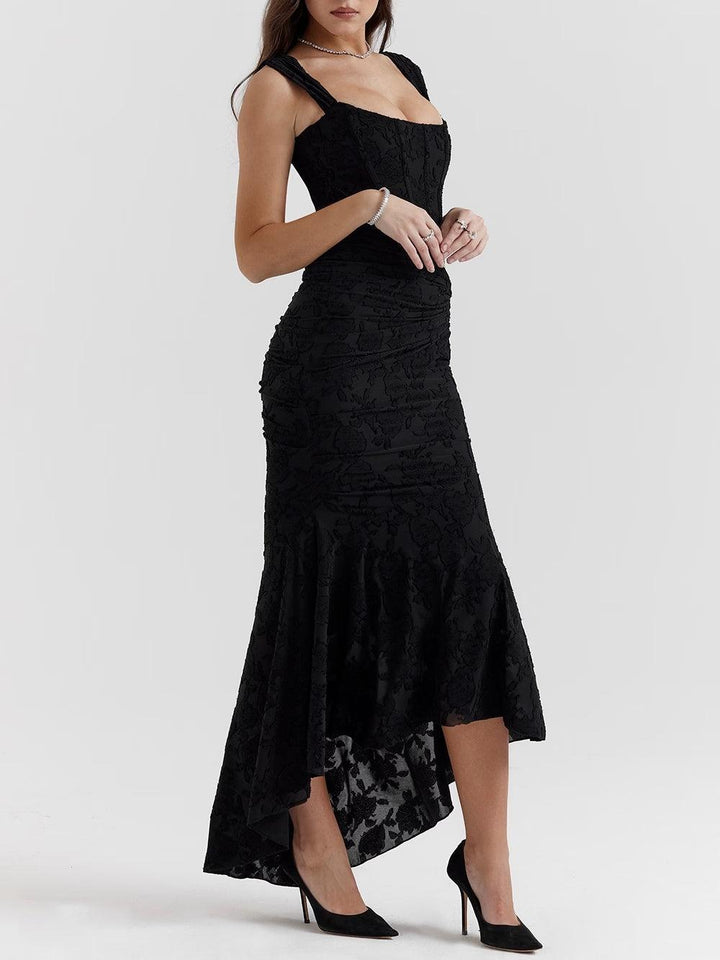 Abito maxi floreale blu