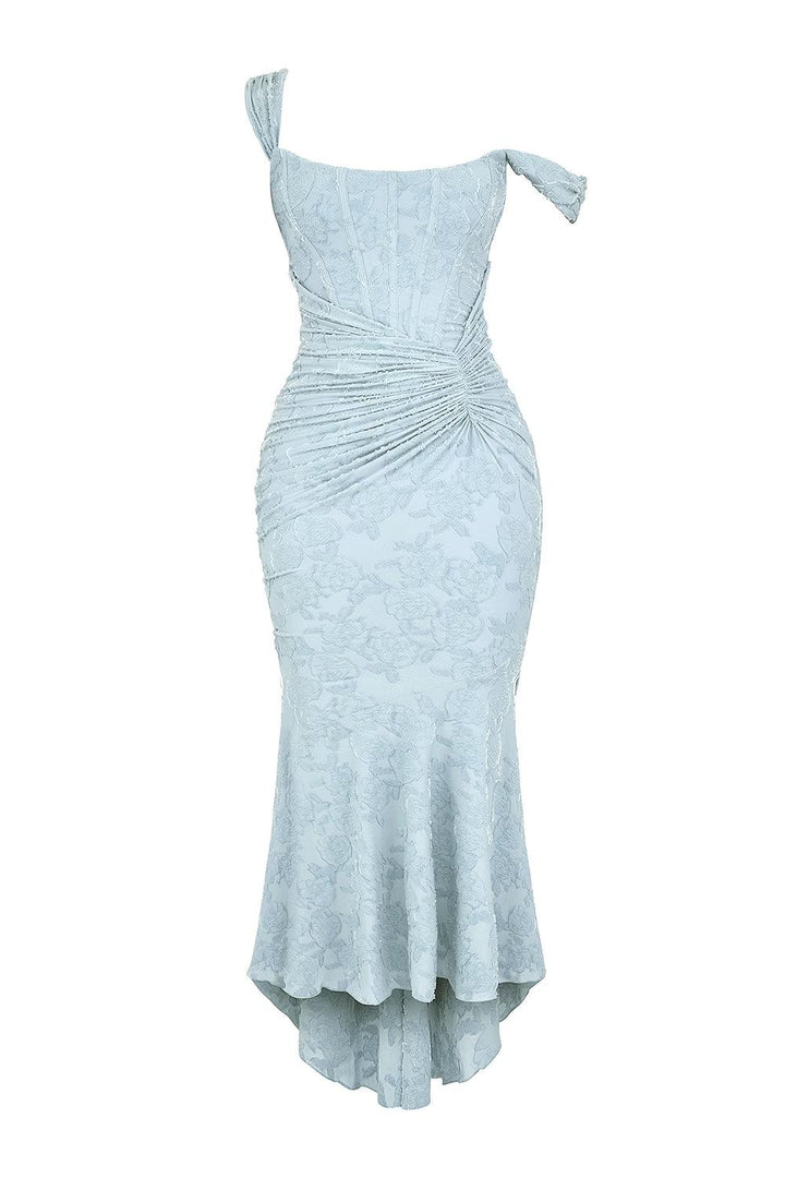 Abito maxi floreale blu