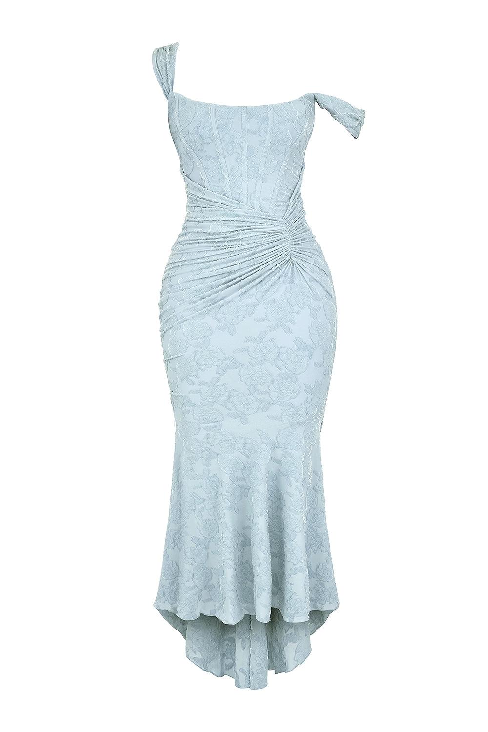 Abito maxi floreale blu