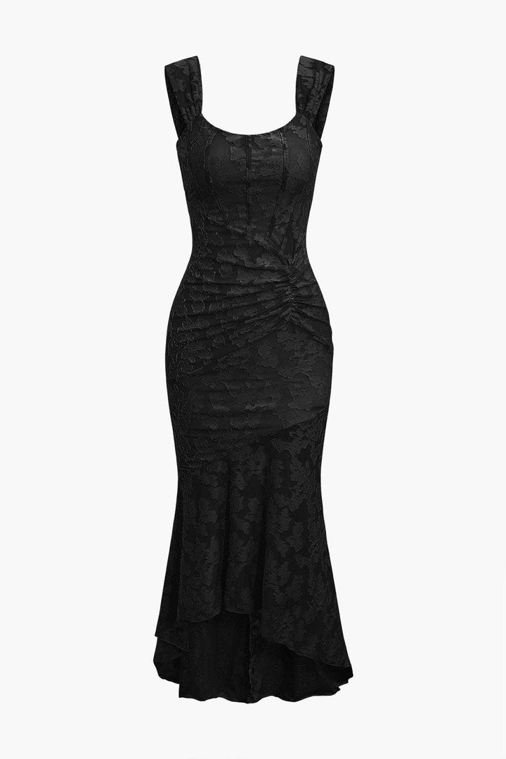 Abito maxi floreale nero