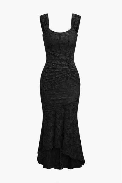 Abito maxi floreale nero