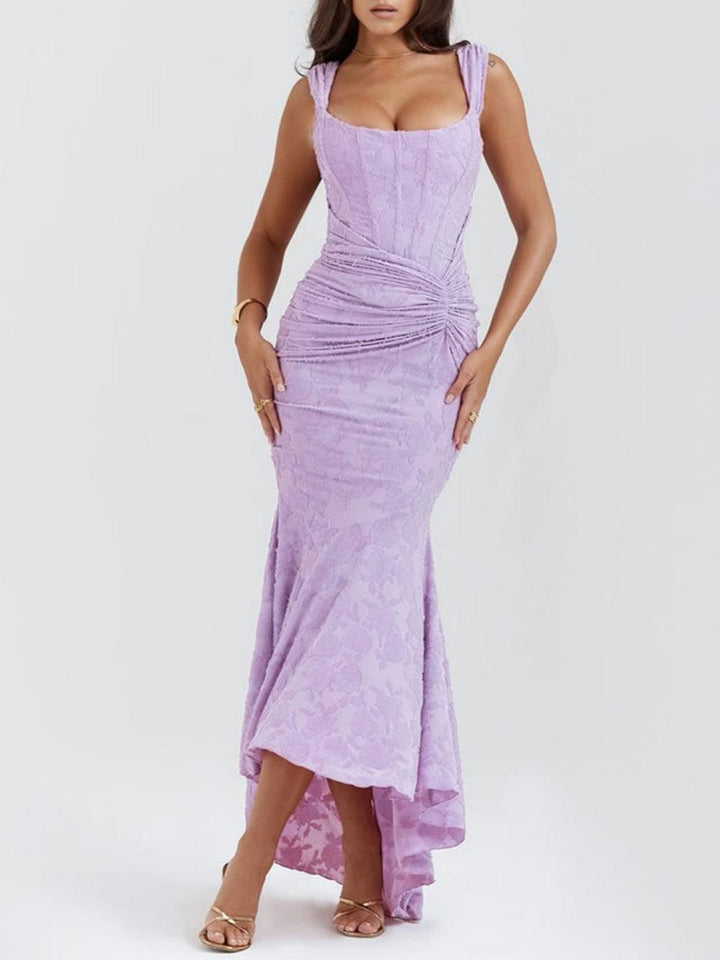 Abito maxi floreale blu campana