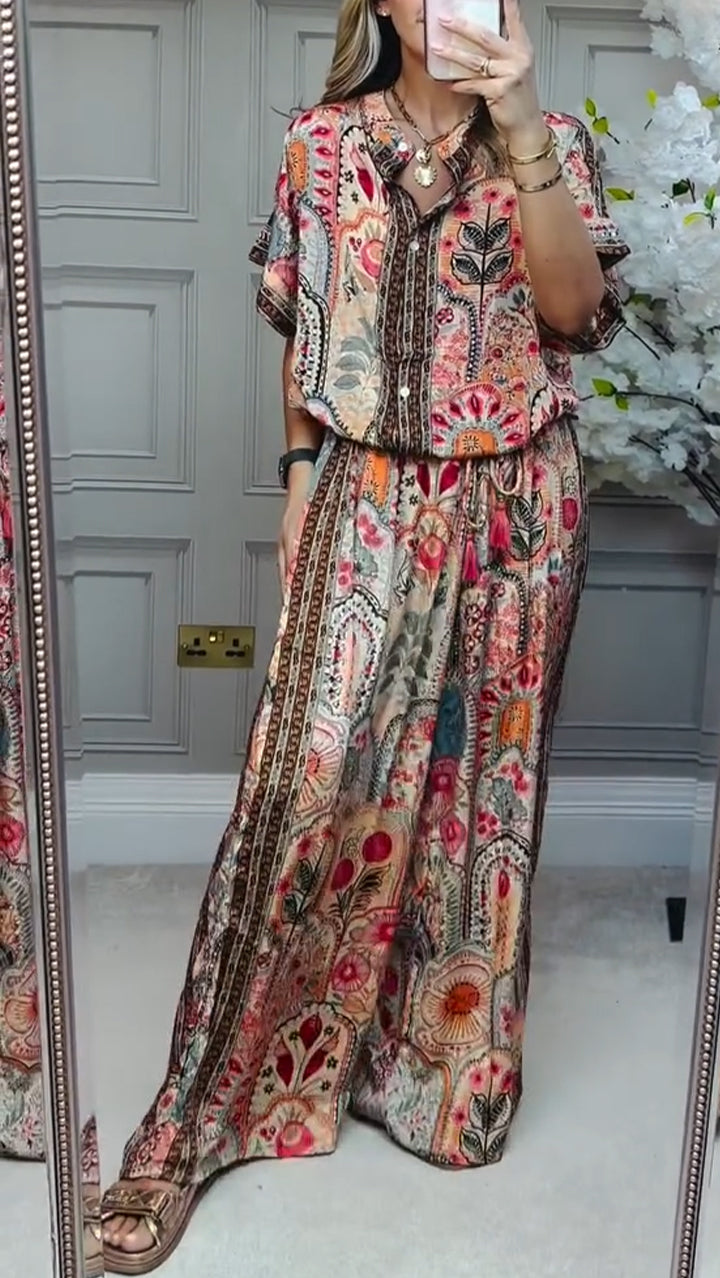 Completo Casual Stampato con Collo Rotondo