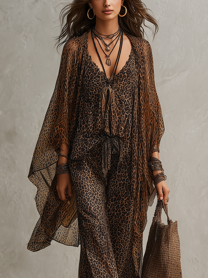 Set di Tre Pezzi con Stampa Leopardo Gradiente Bohemien