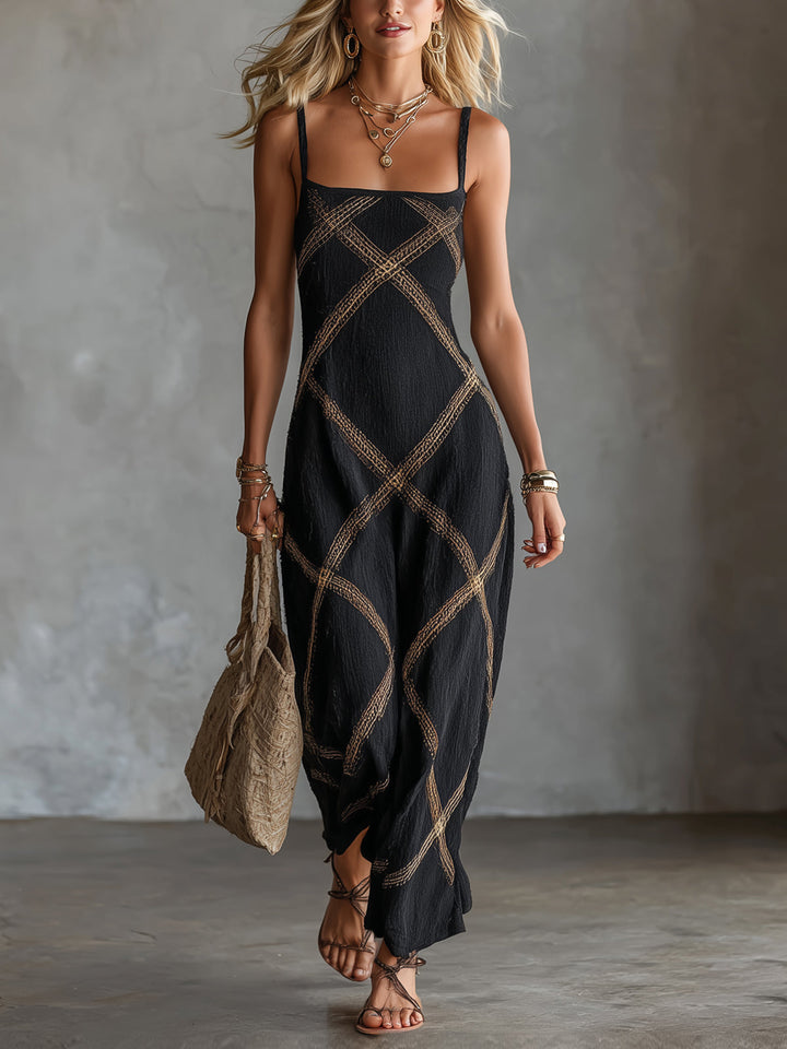 Wilhelmine | Abito Geometrico Nero Cammello