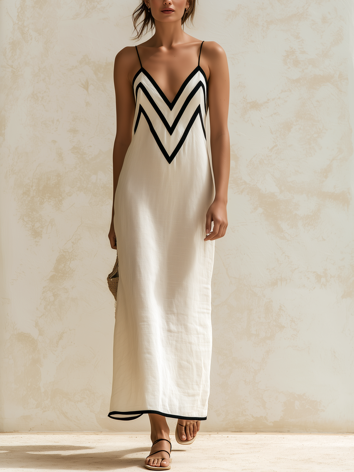 MARISA | ABITO MAXI A RIGHE CON CONTRASTO