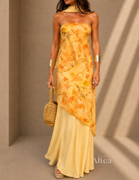 Amelia Vestito Maxi Floreale con Scollatura a Cuore