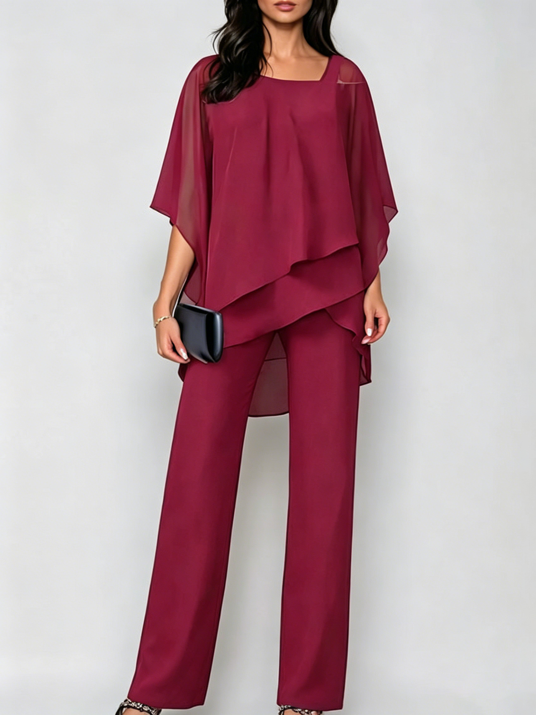 Completo in Chiffon Irregolare Off-the-Shoulder