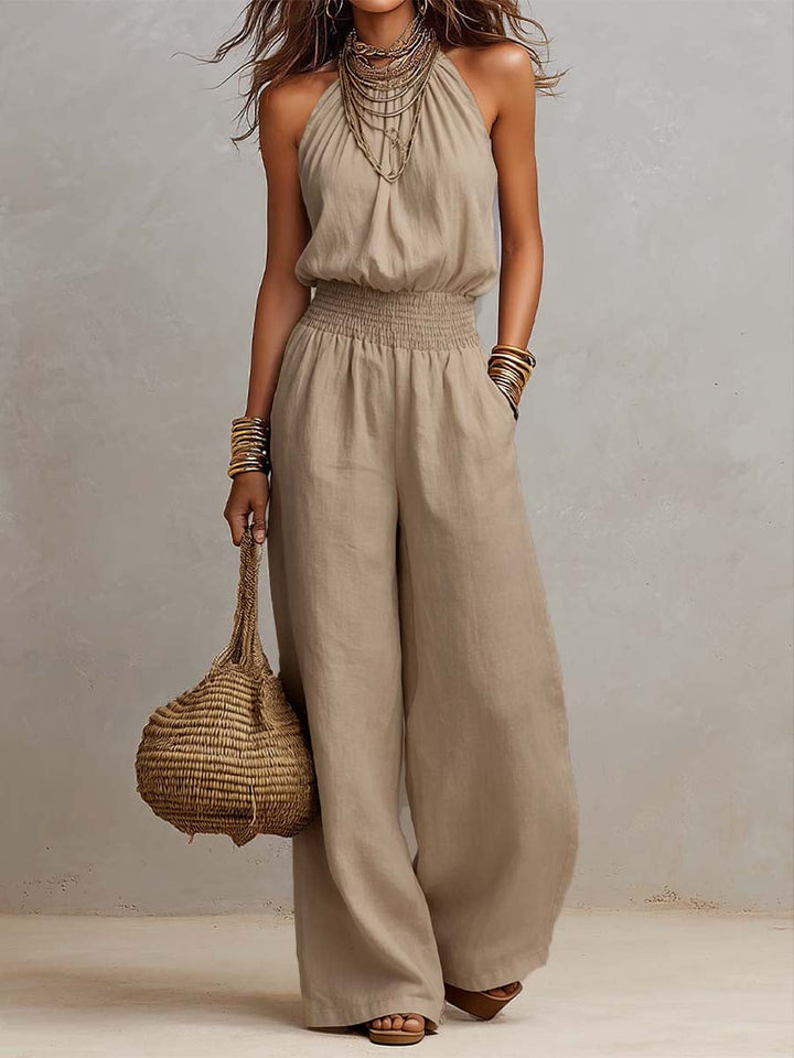 VALERIA | Tuta con Scollo Halter e Gamba Ampia