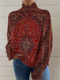 Grace | Pullover con Collo Alto in Stampa Vintage Ornata