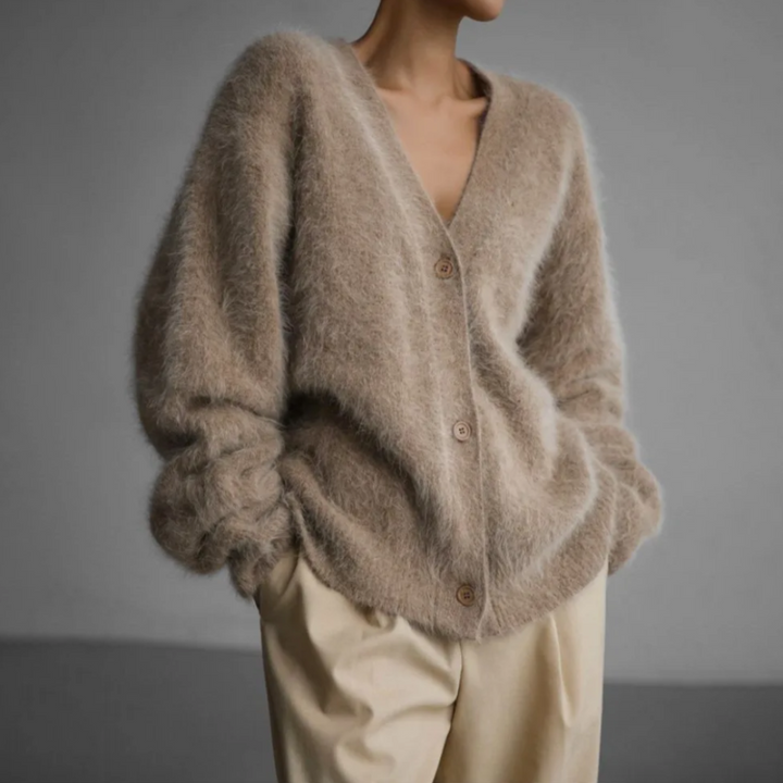 Cardigan Lungo in Finta Visone Morbido e Largo con Maniche Lunghe