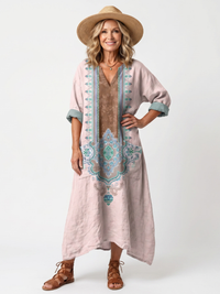 Kenza | Abito Midi Relaxed con Pannelli Designer e Tasche