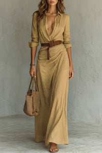 Azura – Vestito avvolgente con bottoni – Vestito maxi con cintura