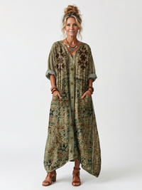 Aleta | Abito Midi Oversized con Tasche e Bottoni