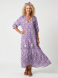 Penelope | Abito Midi Stampato con Frange