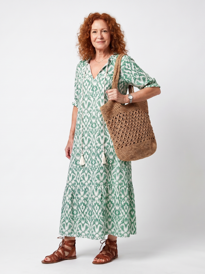 Ilara | Vestito Midi con Scollatura a V e Frange