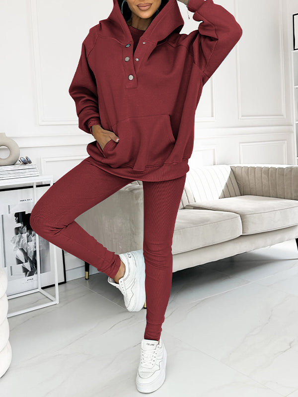 Set di felpa a tre pezzi casual e comodo