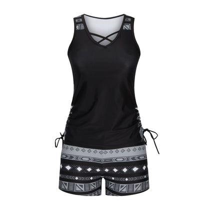 Costume da bagno a due pezzi con stampa bohemien azteca