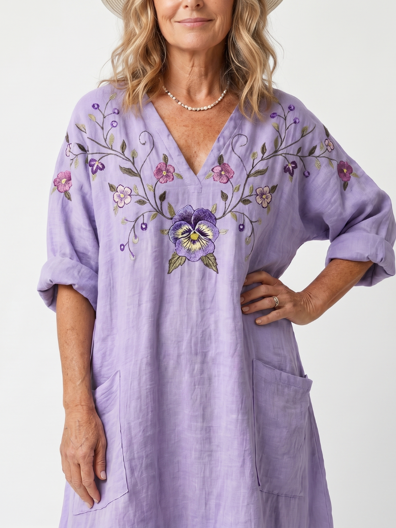 Tavi | Abito Midi Oversize con Tasche Floreali