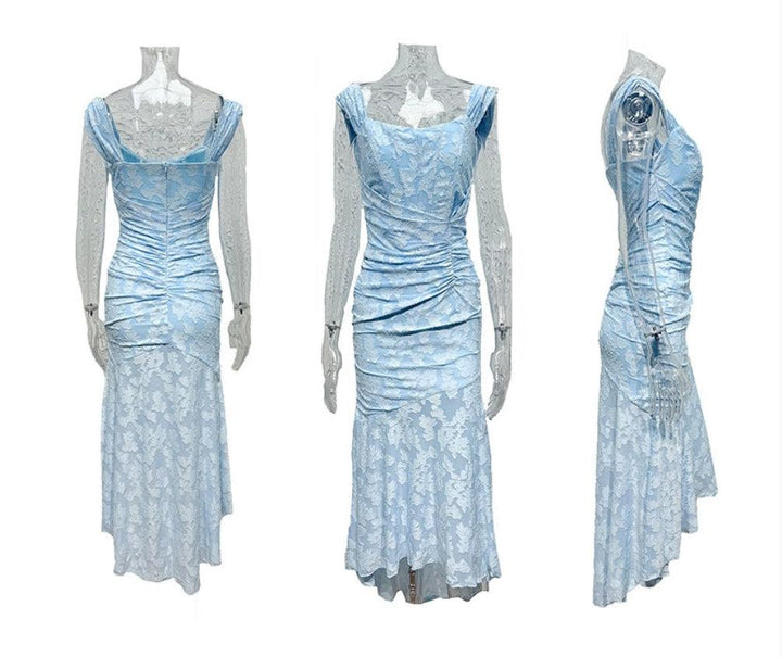 Abito maxi floreale blu