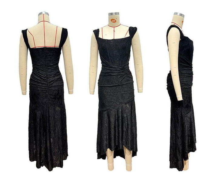Abito maxi floreale nero