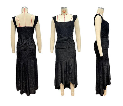 Abito maxi floreale nero