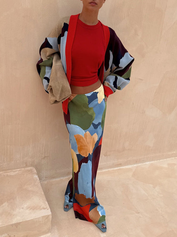 Giacca a Maglia con Motivo Geometrico Astratto