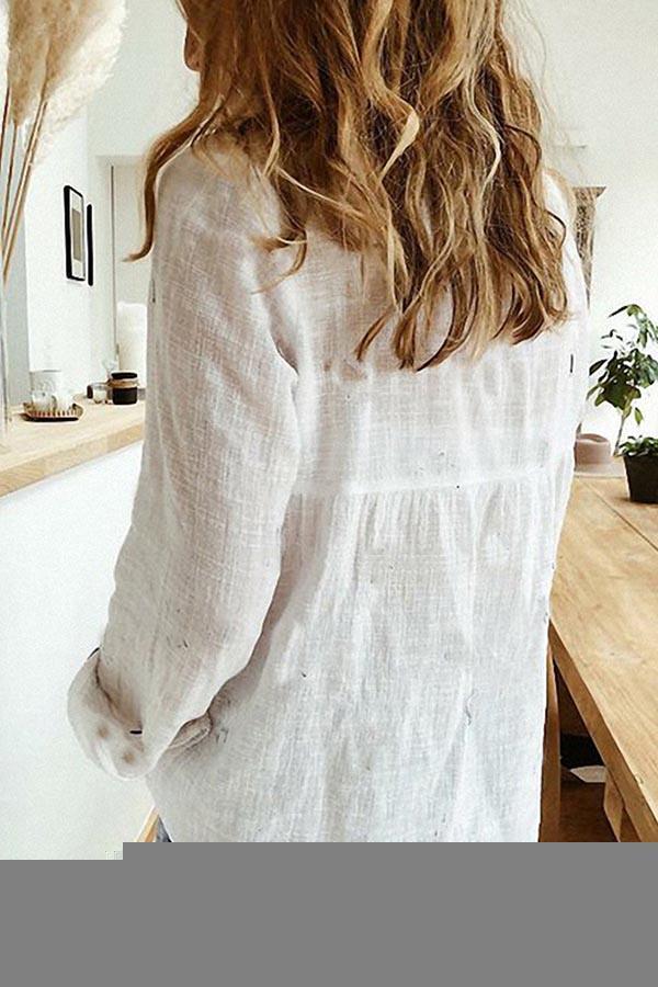 Camicia Blusa a Collo con Bottone Casual