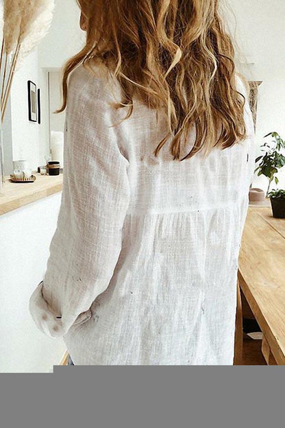 Camicia Blusa a Collo con Bottone Casual