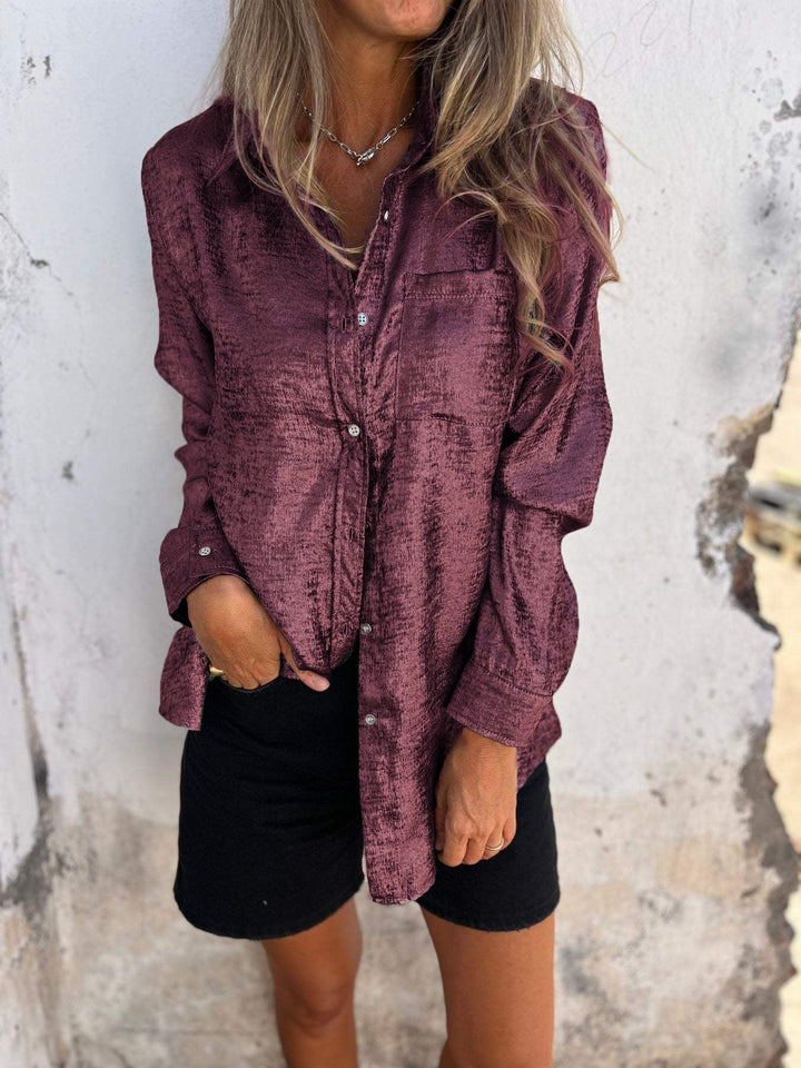 Camicia alla moda in suede casual con colletto