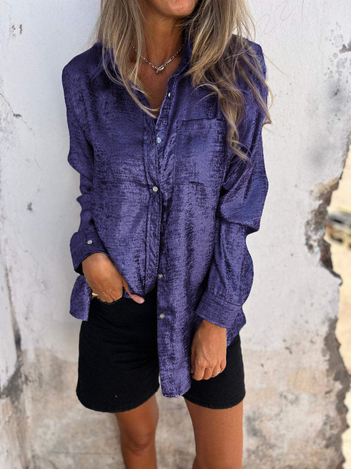 Camicia alla moda in suede casual con colletto