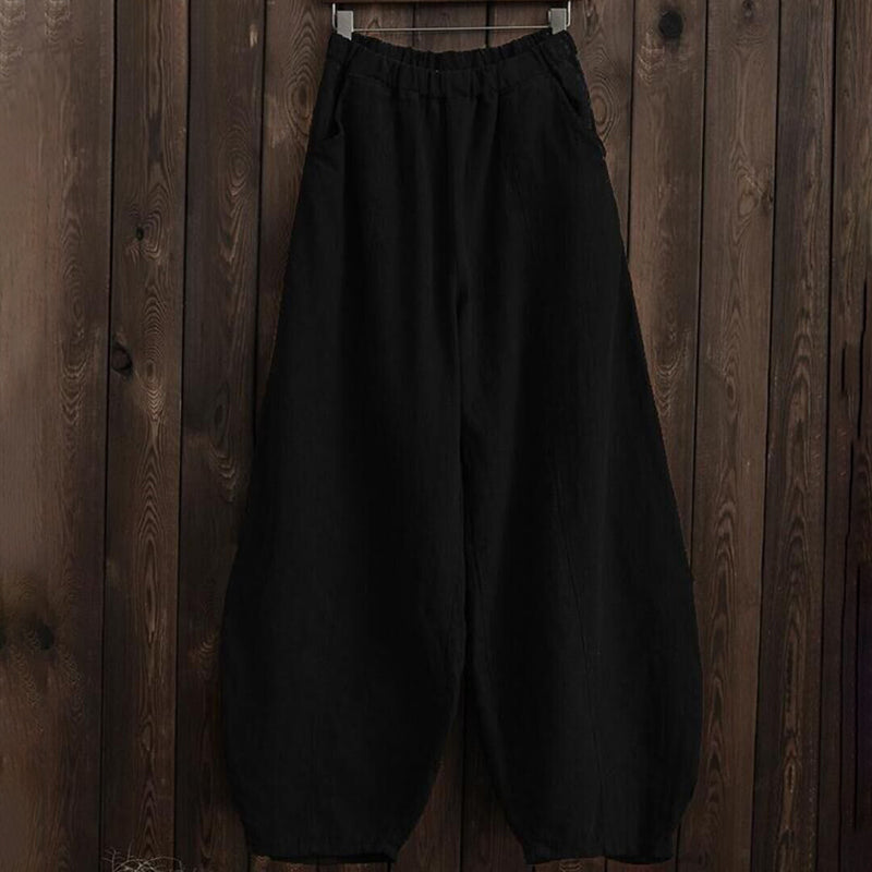 Pantaloni Lantern Casual Vintage Pieni di Tasca
