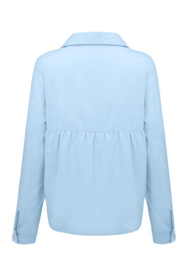 Camicia Blusa a Collo con Bottone Casual