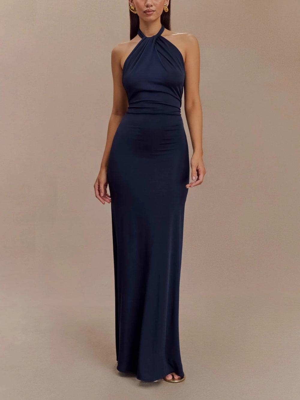 Abito Maxi Halter Slinky - Blu Navy