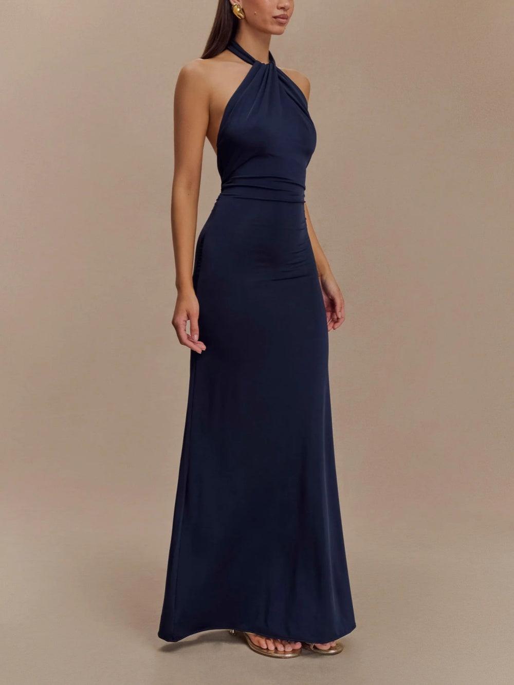Abito Maxi Halter Slinky - Blu Navy