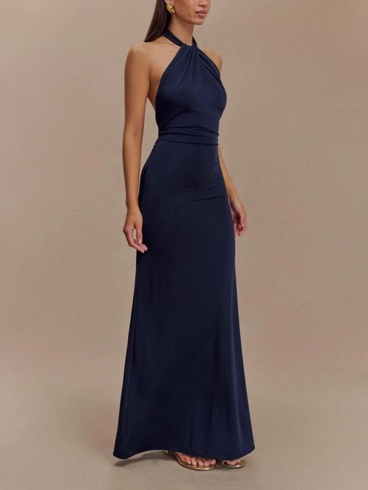 Abito Maxi Halter Slinky - Blu Navy