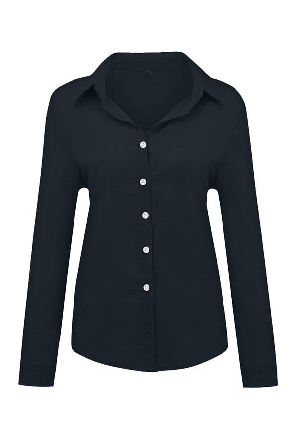 Camicia Blusa a Collo con Bottone Casual
