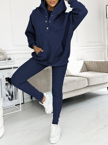 Set di felpa a tre pezzi casual e comodo
